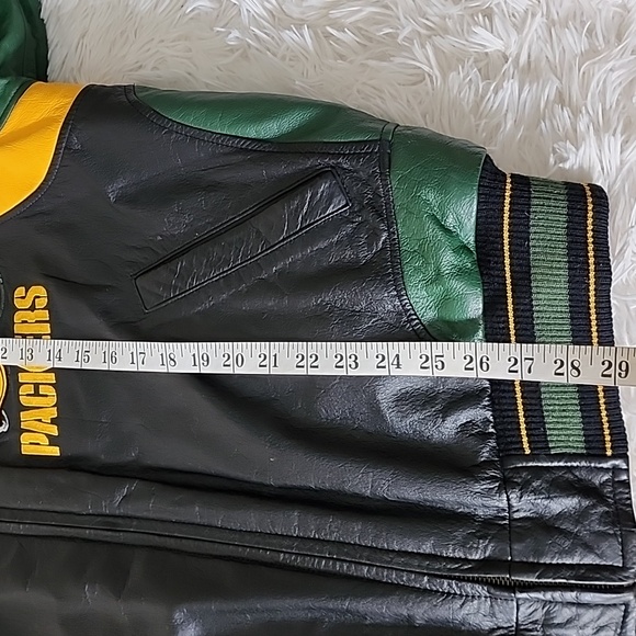 Carl Banks G 3  Green Bay Packers Black and Green Leather Jacket - Picture 7 of 14